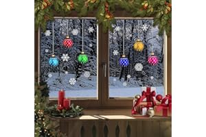The Tile Sticker Company pack of 2 Christmas stained glass Bauble candle arch Snowflake Window Stickers Cling (bauble original)
