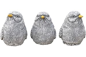 STONE AND STYLE piedra Figura Juego de 3 pájaros/pájaros, piedra fundido macizo, a las heladas y resistente a la intemperie