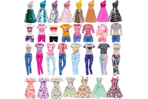 Miunana 10 Ropas Vestidos 14.5" 30 CM Muñecas: 3 Vestidos Lentejuelas + 3 Vestidos Floral + 4 Ropas