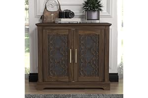 Galano Enfield - Credenza a 2 ante, mobiletto portaoggetti e organizer, mobiletto autoportante per soggiorno, ingresso, corridoio, cucina (noce)