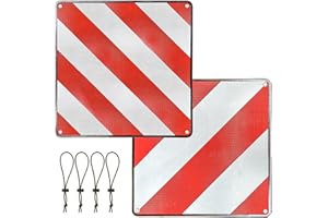 KEELYY Cartello Carichi Sporgenti Spagna Italia Portogallo, in Alluminio, con 4 Cinghie, Segnale di Avvertimento Riflettente Rosso Bianco, Indispensabile per Portabici e Roulotte, 50 x 50 cm - 1