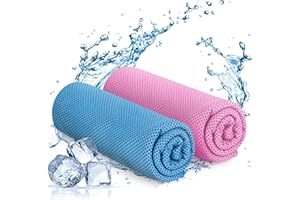 KAYMAN Confezione da 2 asciugamani rinfrescanti per yoga, in morbida microfibra traspirante, rimuove il sudore e si asciuga rapidamente, ideale per yoga, palestra, golf, corsa, allenamenti ed