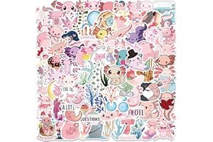 KEULABLEN Axolotl naklejki 100 sztuk, słodkie naklejki, wodoodporne winylowe naklejki Graffiti Kawaii na deskorolkę, laptop, DIY