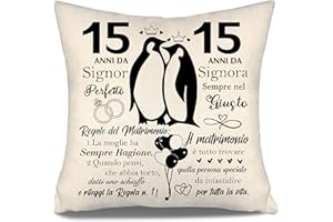 Aosumin 15 ANNI da Signor Perfetto 15 ANNI da Signora Sempre nel Giusto Regalo Anniversario di Matrimonio Copricuscini per Coppia Marito Moglie Felice Anniversario di Matrimonio (15-b)