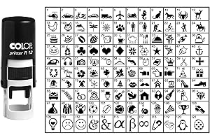 PRINTTOO Choose Your Personalized Icon Round Rubber Stamp Self Inking COLOP Mini Stamper 12 mm-Black Ink