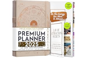 FREEDOM MASTERY Law of Attraction Planer 2025 – Deluxe-Wochenplaner, Monatsplaner, eine 12-monatige Reise zur Steigerung der Produktivität und des Glücks – Lebens-Organizer, Dankbarkeits-Tagebuch und Aufkleber