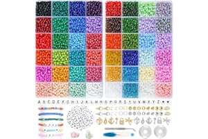 ARTREE 7000 Perline Vetro Colorate, 4mm Perline Artigianali, Perline per Braccialetti per Braccialetti Collane Orecchini Bigiotteria Fai Da Te,300 Perline con Lettere,Mini Perline