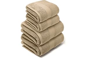 LEBENGOOD – Lot de 4 Serviette de Bain 100% Coton Oeko-TEX® : 2 de Douche(70X140) + 2 de Toilette(50X90) - Drap de Bain Doux et Absorbant - Serviettes Grande Taille durables