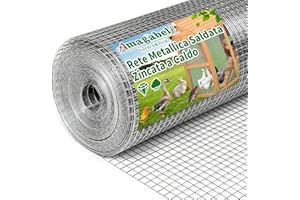 AMAGABELI GARDEN & HOME Amagabeli 1.0M X 25M Rete Metallica Saldata Zincata Maglia Rete Recinzione Elettrosaldata Zincata Quadrata 12.7 mm Recinzione Elettrosaldata Spessore Giardino recinzioni recinzione