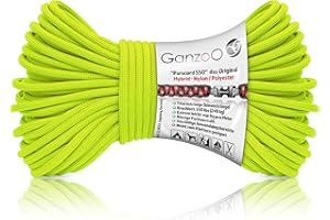 Ganzoo Paracord 550 - Corda ibrida ibrida per bracciale, guinzaglio, collare, nylon e poliestere, 30 metri (lime)