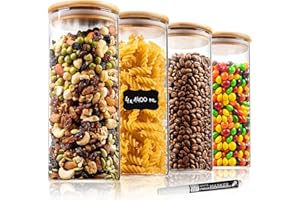 Deco haus® Bocaux Rangement en Verre Hermétique Lot de 4 - Pots et Bocaux de Conservation Cuisine avec Couvercle