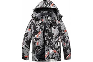 Wantdo Homme Veste de Ski Montagne Outdoor Manteau d'hiver Chaud avec Capuche Amovible Veste Imperméable Coupe-Vent Veste Randonnée pour Voyage