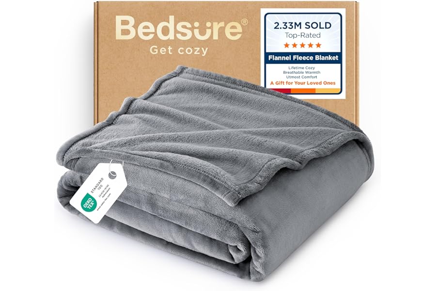 Bedsure Fleece Throw Blanket for Sofa - Soft Cosy Fluffy Blankets for Bed, Warm Single Throws for Audlts, Gifts for Women and Men, Silver Grey, 130x150 cm