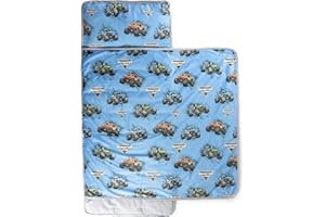 Jay Franco Tapis de Sieste Monster Jam Trucks pour Enfant, Sac de Couchage Doux avec Oreiller intégré pour l’école, la crèche ou Les soirées Pyjama
