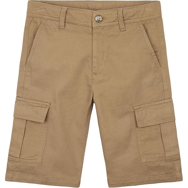 Generisch Short Court Garçon Shorts Pantalons 2025 Shorts D'été Pour Garçons Stretch Vêtements D'école Enfants Avant Plat Chino Sergé Décontracté Avec Poches Cargo 140, Noir , 3-4 Ans