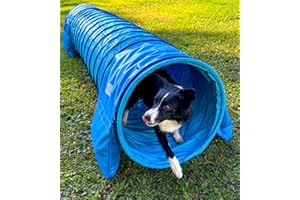 Callieway® Dog Agility Tunnel Profi Hunde Tunnel Agility Gerät (Stützsandsäcke bereits inklusive) (5m, Aquamarine)