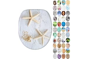 Sanilo Sedile WC, grande scelta di belli copriwater da legno robusto e di alta qualità (Stelle marine grigio)