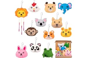 WATINC Animal Sewing Kit 12p Nähsets für Kinder Tiere Filz Nähzeug Ornamente Anfänger Nähpaket Kreative Indoor Aktivität der Schüler DIY Art Craft Geschenk für Jungen Mädchen