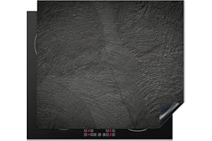 KitchenYeah© Protection Pour Plaque Induction 58x51 cm Plaque de Deco Cuisine Protégé Cache De Cuisson Vitroceramique Béton - Noir - Industriel