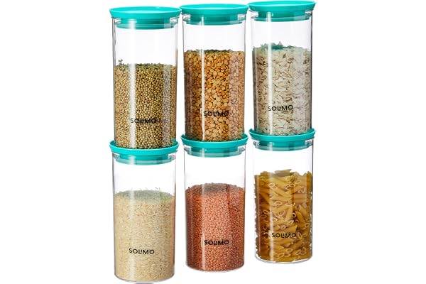 Amazon Brand - Solimo Plastic Storage Containers, Set of 6 (1,400 ml each) (Blue)