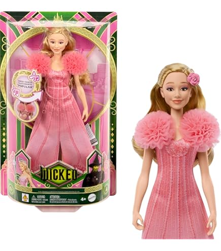 Mattel Wicked Glinda Modepop en accessoires met blond haar, beweeglijkheid en verwijderbaar ballroom-uiterlijk, HXT63 Mattel Wicked Glinda Modepop en accessoires met blond haar, beweeglijkheid en verwijderbaar ballroom-uiterlijk, HXT63