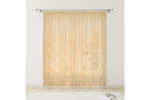 HOME ZEN HOUSEHOLD LINEN Moustiquaire moustiquaire avec franges et anneaux inclus (150 x 250 cm, jaune)