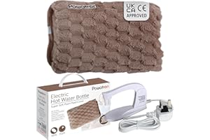 POWATRON Rechargeable Electric Hot Water Bottle - Soft & Cosy Hand Body Warmer Massaging Heat Pad, Prefilled, Over-Heat Protection Electric Water Bottle - Hot Water Bottles for Pain Relief