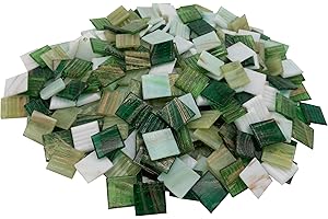 MosAmare Mosaiksteine Kupferschimmer (2x2 cm, 900g, ca. 340 St.) - buntes Mosaik ideal zum Basteln - Glasmosaik - Keine Kunststoffverpackung (Kupfer Grün Mix)
