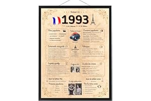 NALKEEZ Affiche Cadeau Anniversaire 1993, Idée Cadeaux Homme Femme, Décoration Fête Anniversaire, Poster Original Vintage, Grande Carte XXL Humour, Retour En 1993.