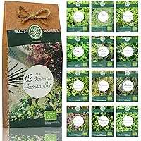 Kräuter Samen Set – 12 Sorten Bio Samen für Bio Küchenkräuter. Perfektes Kräuterset für Küche und Balkon; ideal als…