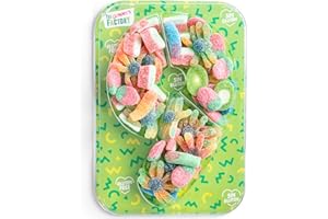 GOMMY´S FACTORY Słodycze Urodzinowe Dla Dzieci Nº9 - Bezglutenowa Candy Cukierkowa Torta Pyszna i Idealna na Urodziny, Przekąski dla Dzieci i Dekoracje Przyjęć - Kwaśna Skrzynka Cukierków Idealna na Prezent 500g