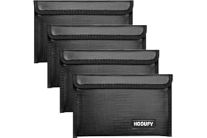 Hodufy 4 Pochette Anti Feu (5x7.8Pouces)| Petit Sac étanche Porte-Documents Ignifugés Avec Scellé| Sacs d'argent Anti Feu Portefeuille Pour Passeports Cash Conserver Objets de Valeu