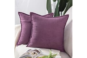 Madizz 2 Pezzi Federe Corto Ciniglia Copricuscini Morbido Decorativo Fodere per Cuscino Lusso Stile per Divano Camera da Letto Viola Quadrate 45x45 cm