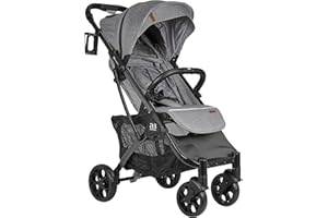 AMONEV Amababy Lightweight Pushchair, Premium Compact Travel Stroller. Fully Reclining Seat Buggy Suitable for Toddlers and Children (Grey)