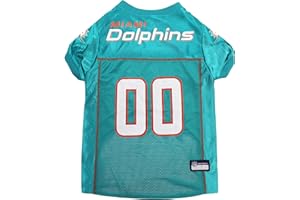 PETS FIRST NFL Miami Dolphins Dog Jersey, Size: Medium. Best Football Jersey Costume for Dogs & Cats. Licensed Jersey Shirt.