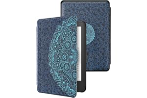 WALNEW Case for Kindle Paperwhite Prior to 2018(Model No.EY21 or DP75SDI) - PU Leather Case Smart Protective Cover Only Fits Old Generation Kindle Paperwhite Prior to 2018, Blue Flower