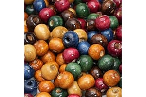 HERZONE 1000 perline di legno colorate rotonde da infilare, per la produzione di gioielli fai da te (colore 8 mm)