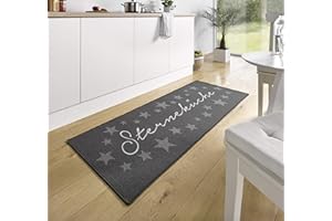 ‎HANSE HOME Hanse Home Loop Teppich Läufer – Teppichläufer Mit Schriftzug Weicher Kurzflor Teppich Modernes Design für Flur, Schlafzimmer, Kinderzimmer, Badezimmer, Wohnzimmer, Küche – Grau, 67x180cm