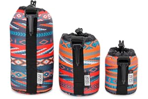 USA Gear FlexARMOR Objektivtasche, 3 Größen Neopren Objektivbeutel, In Kleinen, Mittleren und Großen Gehäusen Können Objektive bis zu 70-300 mm mit Kordelzugöffnung Aufbewahrt Werden - Aztekisch