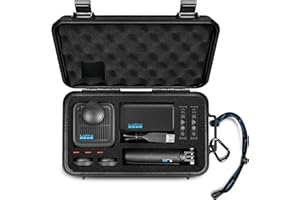 LEKUFEE Boîtier Rigide Étanche de Voyage pour GoPro Max 2, Caméra d’Action, Batterie, Chargeur Double Batterie et Accessoires (Sac & Boîtier Uniquement)