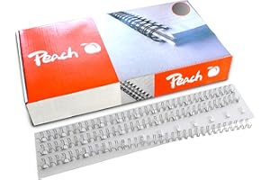 ‎PEACH Peach PW079-01 Drahtbinderücken, 8 mm, 3:1 Teilung, 34 Ringe, A4, 100 Stück, silber