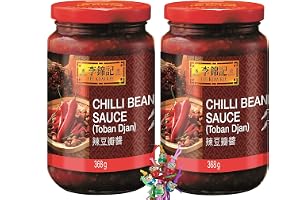 yoaxia ® - 2-pack - [ 2x 368g ] LEE KUM KEE vass bönsås ( Toban Djan ) chili bean sås + en liten lycklig visp - trävisp