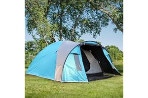 BlueWood Dome Camping Tent for 3-4 Person, Double Layer, Lightweight Holiday Family Camping and Hiking Tent, Waterproof, Sewn-in Groundsheet