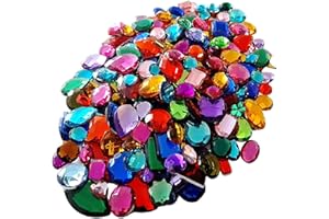 AMAZING ARTS AND CRAFTS Gemstones For Kids Arts And Crafts, Craft Supplies Gems Coloured Jewellery, Treasure, Jewels 100g Assorted Shapes Colours Sizes