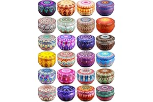 Ahyiyou Candle Tins Candle jars 2.5oz 24 Pieces 24 Color, Round Containers with Lids, Candle Wicks, Wicks Holder, Wicks Stickers for Candle Making, Arts & Crafts, Storage & More