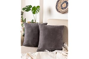 Gräfenstayn zestaw 2 sztruksowych poszewek na poduszkę, 45 x 45 cm, Öko-Tex Standard 100, miękkie dekoracyjne poszewki z ukrytym zamkiem błyskawicznym, na sofę i łóżko (grafitowy, drobny wzór)