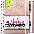 Life Planner - Undated Weekly & Monthly Planner | 12-Month Organizer for Productivity, Happiness & Gratitude | Includes Affirmation Stickers, To-Do Lists & Foldable Vision Board – Start Anytime