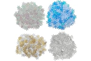 HONGFUFU 1200pcs Christmas Snowflakes Confetti, Xmas Table Glitter Snowflake Sequins Christmas Holiday Party Decorations