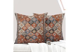 ECZOIL - Juego de 2 fundas de cojín (50 x 50 cm), diseño boho étnico vintage en sofá, funda de almohada suave para casa, salón, dormitorio, sofá, bohemio art deco, color naranja