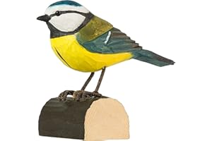 ‎WILDLIFEGARDEN WILDLIFEGARDEN WG402 DecoBird Blaumeise - Handgeschnitzter Dekorative Vogel aus Holz - Kleine Europäische Vögel